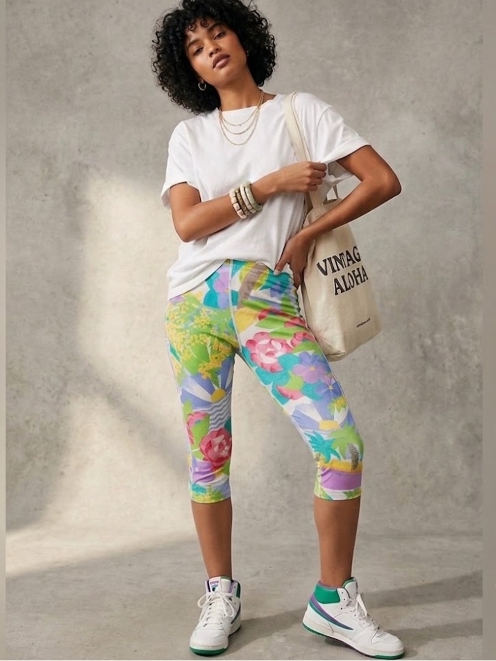 Dolfin Unisex Green and Blue Abstract Leggings Vintage